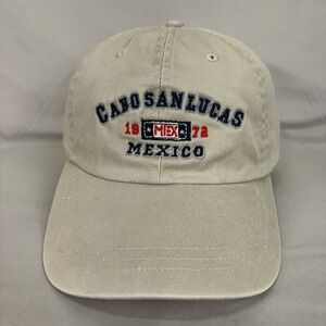 Caribbean Side Cabo San Lucas Mexico Hat Unisex OSFM Tan Embroidered Strapback